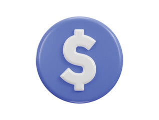 dollar icon with circle button 3d rendering vector icon illustration