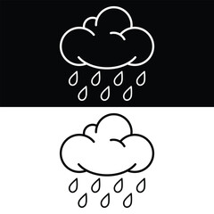 Cloud icon Vector, Black and White Version Design Template