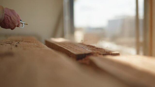 Saw dust blown off of wood