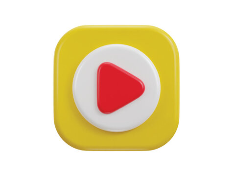 3d play button icon on video clip vector icon illustration
