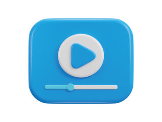 3d video play button on social media video streaming icon