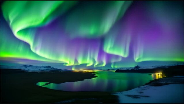 Aurora Borealis over a lake