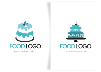 Fototapeta na wymiar Sweet cake, dessert and bakery shop logo design template