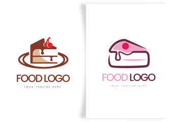 Sweet cake, dessert and bakery shop logo design template