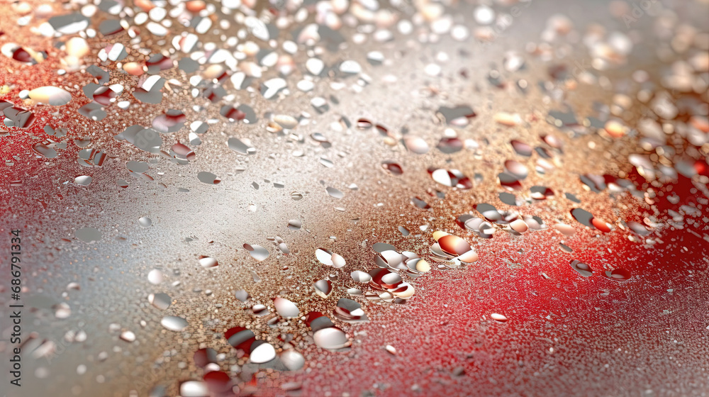 Poster Abstract shiny background with red glitter. Scattered confetti sparkles with red color