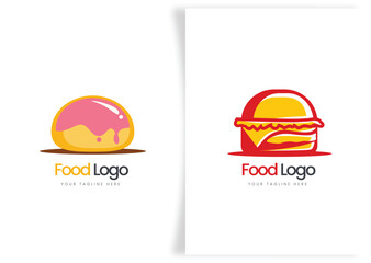 set of professional flat catering food logo templates