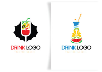 Modern fresh juice and drink colorful logo collection