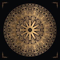 Luxury mandala design gold color Vetor