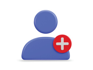 Fototapeta premium 3d user plus icon vector illustration