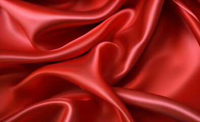 Elegance in Red, Draped Silk Texture as a Refined Background