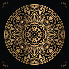 Luxury mandala design gold color Vetor