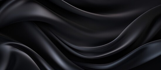 Fototapeta premium Luxurious black silk or satin texture with an abstract background Copy space image Place for adding text or design