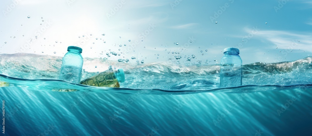 Aufkleber Plastic bottles converted into artwork Copy space image Place for adding text or design