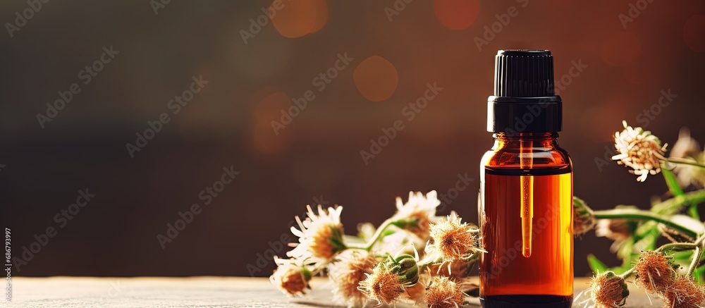 Poster organic bio alternative medicine dropper bottle for natural remedies and aromatherapy copy space ima