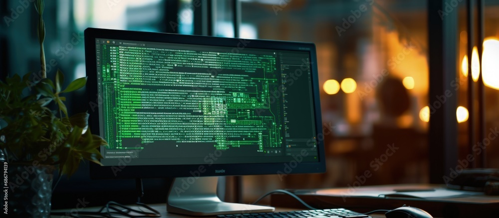 Leinwandbilder HTML5 website editor Coding on screen Computer science lesson Programming abstract screen Software developer Copy space image Place for adding text or design
