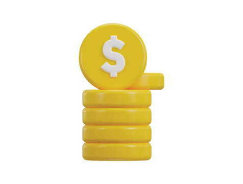 gold coins with dollar sign 3d vector icon