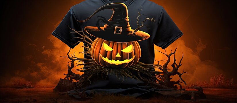 Halloween tshirt with eerie vibes Copy space image Place for adding text or design