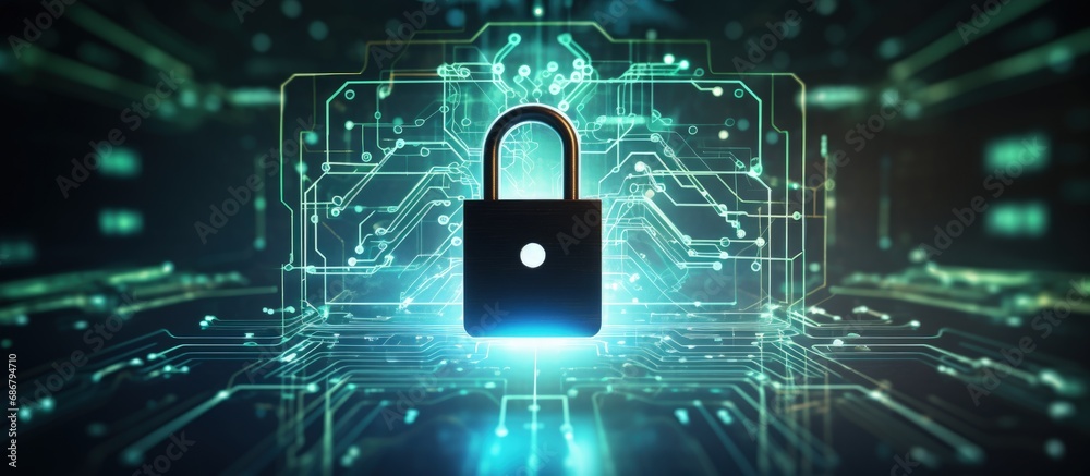 Poster Protecting data and ensuring secure internet access through cyber security technology log into the online database with your login credentials for digital security unlocking or encryption Copy