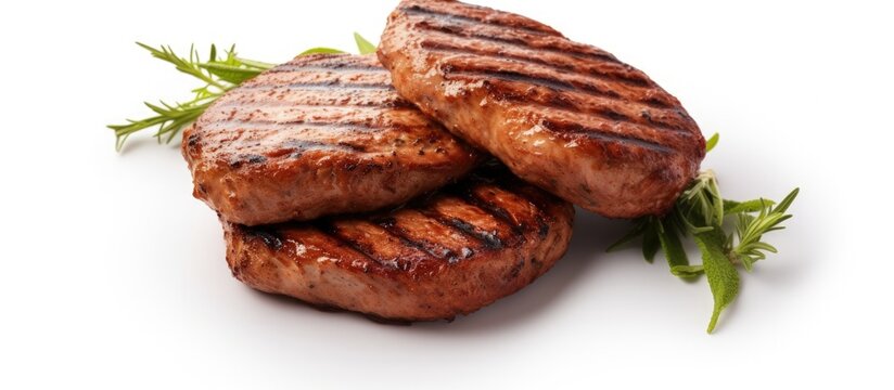 Plant Based Meat Products Grilled And Isolated On A White Background Copy Space Image Place For Adding Text Or Design