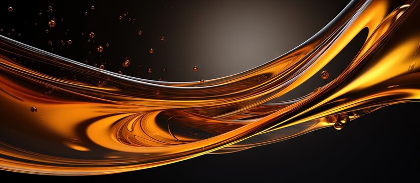 Motor oil flows from the bottle s neck Copy space image Place for adding text or design