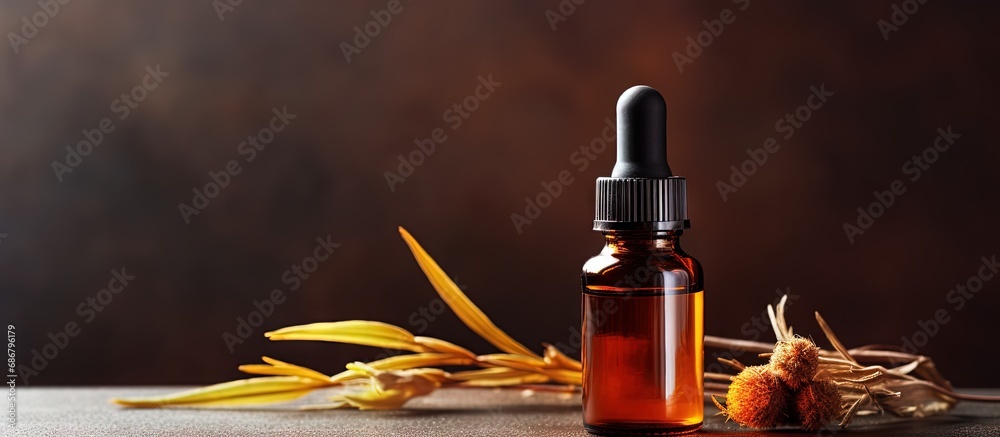 Poster organic bio alternative medicine dropper bottle for natural remedies and aromatherapy copy space ima