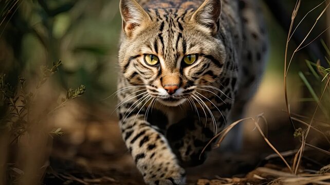 Photographs of various wild cat species in their natural habitats, showcasing their agility, strength, and distinctive markings