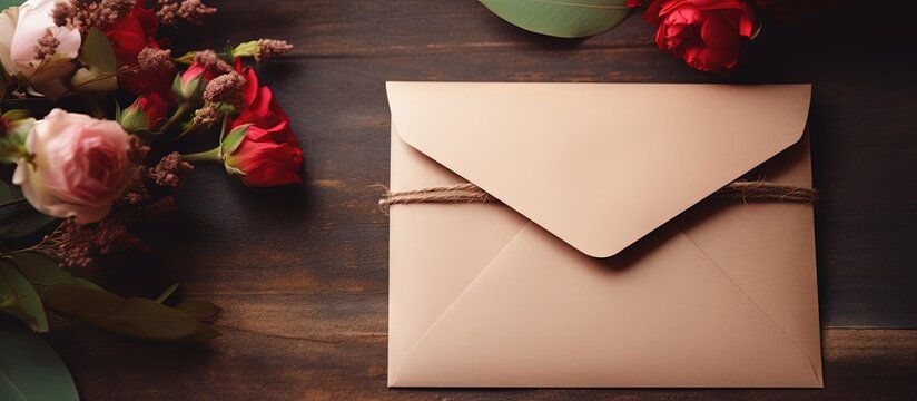 Mockup of a wedding invitation with envelope and empty card Copy space image Place for adding text or design