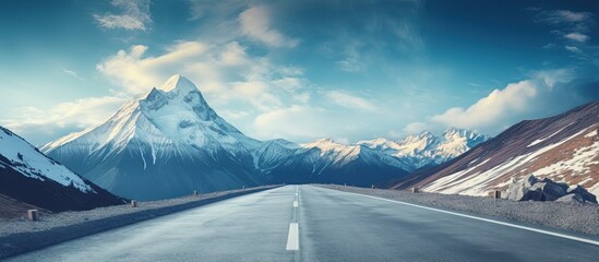Mountain road Copy space image Place for adding text or design - obrazy, fototapety, plakaty