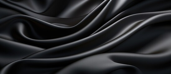Fototapeta premium Luxurious black silk or satin texture with an abstract background Copy space image Place for adding text or design
