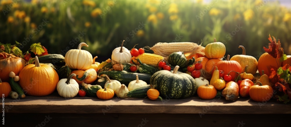 Aufkleber post holiday outdoor market selling autumn produce like pumpkins and vegetables backdrop available c