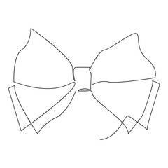 Ribbon one line continuous outline vector art drawing and simple minimalist design
