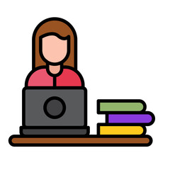 Freelancer Female Flat Multicolor Icon