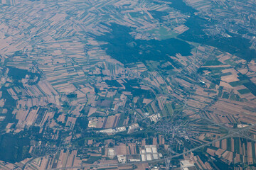 View from the plane from a height during the flight.