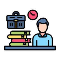 Busy Man Flat Multicolor Icon