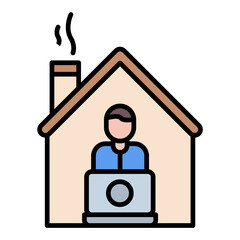 Work From Home Flat Multicolor Icon