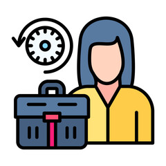 Full Time Job Flat Multicolor Icon