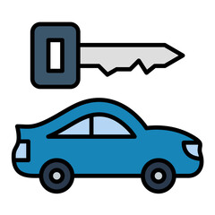 Car Rental Flat Multicolor Icon