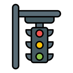 Traffic Light Flat Multicolor Icon