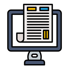 Online Newspaper Flat Multicolor Icon