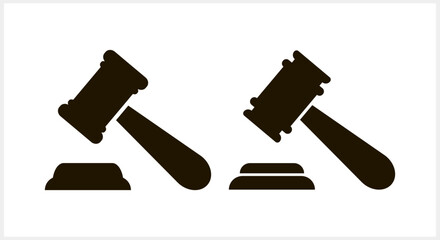 Judge hammer icon isolated. Auction gavel. Vector stick illustration. EPS 10