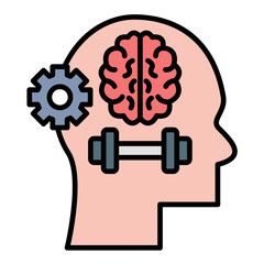 Brain Training Flat Multicolor Icon