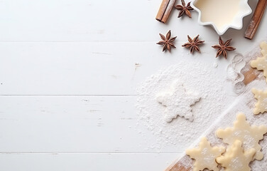 Fototapeta na wymiar christmas_cookie_cutters_dough_and_flour_cookin