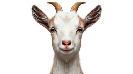 Obraz premium Frontal view of a goat, isolated, white background, generative ai