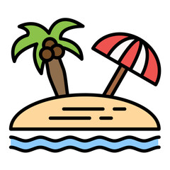 Beach Flat Multicolor Icon