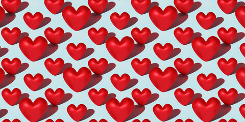 Love 3d heart set, color hearts. Happy Valentines Day - Love you label, 3d love banner. Pattern with heart.