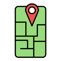 Map Flat Multicolor Icon