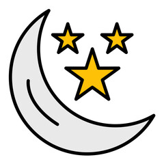 Moon Flat Multicolor Icon