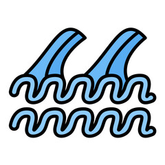 Ocean Waves Flat Multicolor Icon