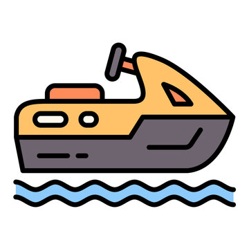 recommend clip art: Jet Ski Flat Multicolor Icon