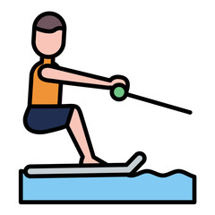 Barefoot Skiing Flat Multicolor Icon